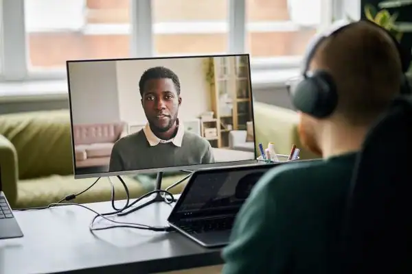 Man attending online mediation Dronfield MIAMS session